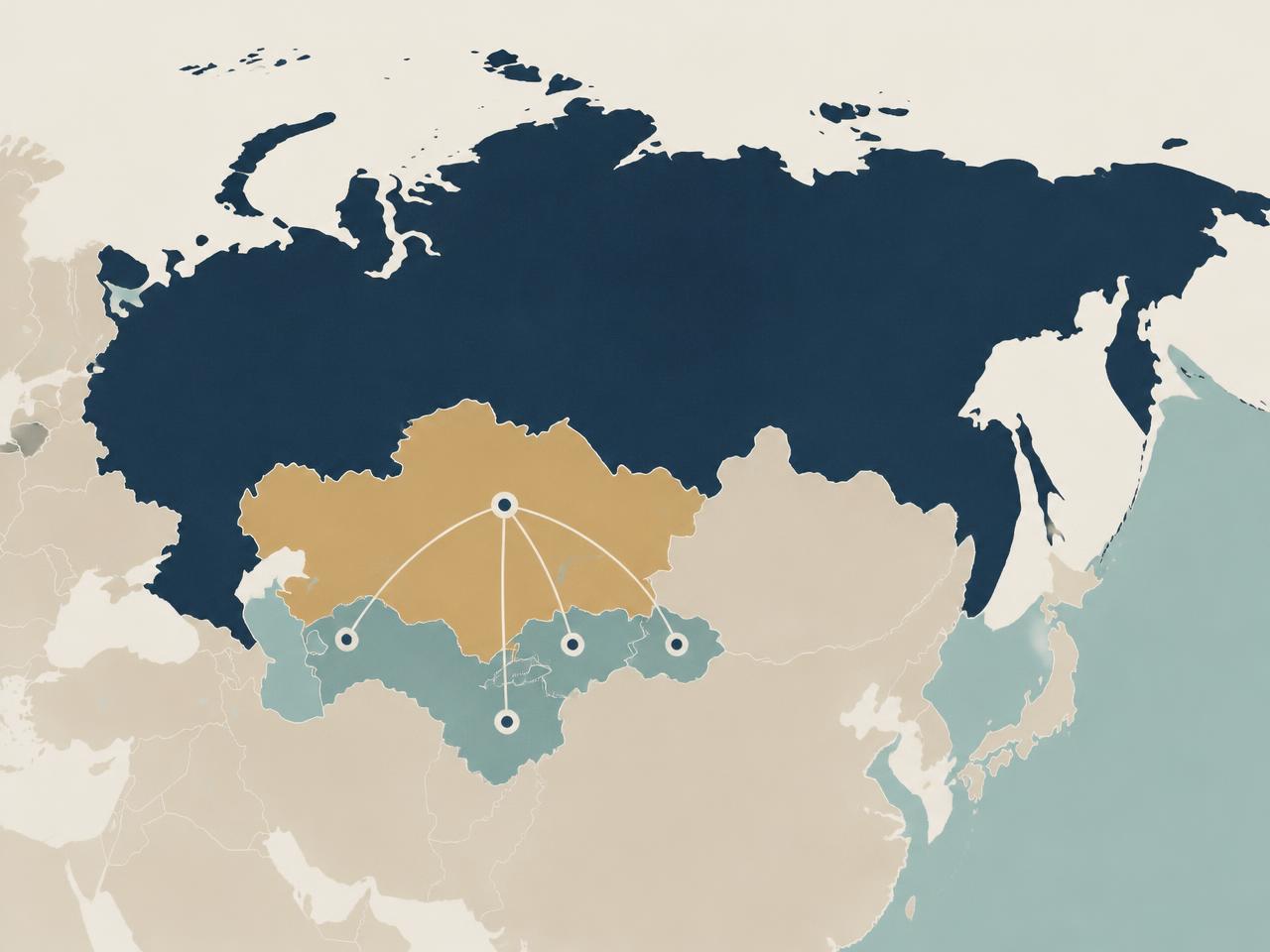 Абстрактная карта Центральной Азии и региона ЕАЭС с обозначением маршрутов выхода на рынок